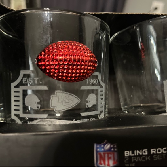 NFL Chiefs Bling Rock Glass set of two - Picture 3 of 4